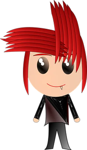 Red Haired Anime Character Illustration PNG image