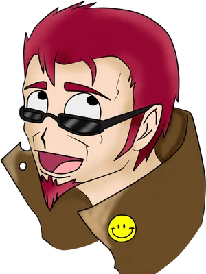 Red Haired Anime Character Smiling PNG image