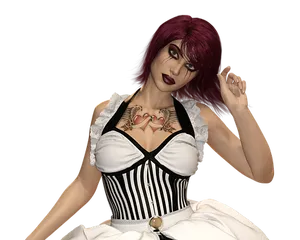 Red Haired Anime Style Woman