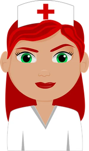 Red Haired Cartoon Nurse Vector PNG image