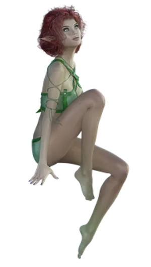Red Haired Elf Sitting Pose