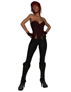 Red Haired Elfin Black Outfit