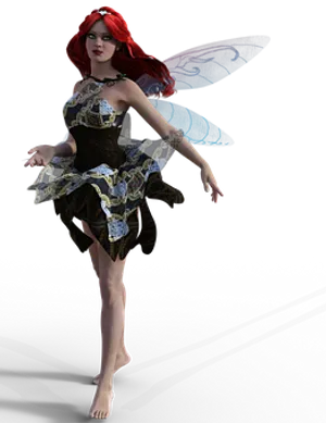 Red Haired Fairywith Blue Wings
