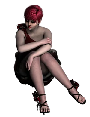 Red Haired Girl Sittingin Darkness