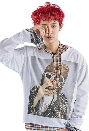 Red Haired Man Fashion Pose PNG image