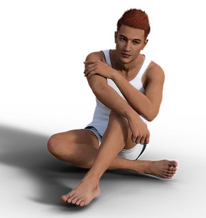 Red Haired Man Seated Casually