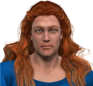 Red Haired Manwith Long Wavy Hair