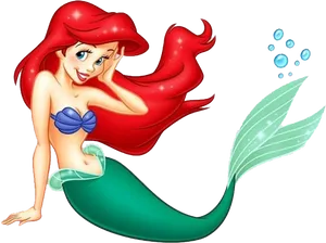 Red Haired_ Mermaid_ Cartoon_ Character PNG image