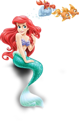 Red Haired Mermaid Friends Clipart PNG