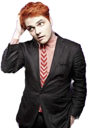 Red Haired Musicianin Black Suit PNG image