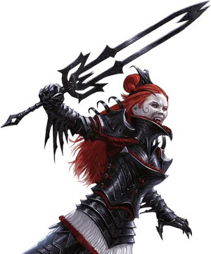 Red Haired Warriorwith Spear PNG image