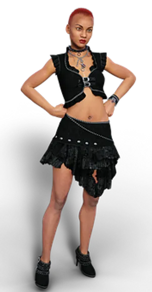 Red Haired Womanin Black Outfit PNG image