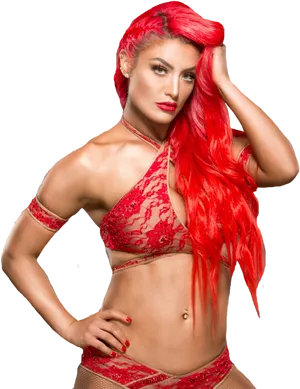 Red Haired Womanin Lace Attire PNG image