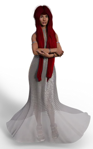 Red Haired Womanin Silver Gown