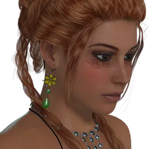 Red Haired Womanwith Green Earrings