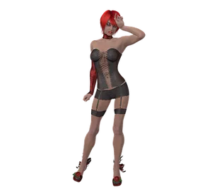 Red Haired3 D Modelin Lingerie