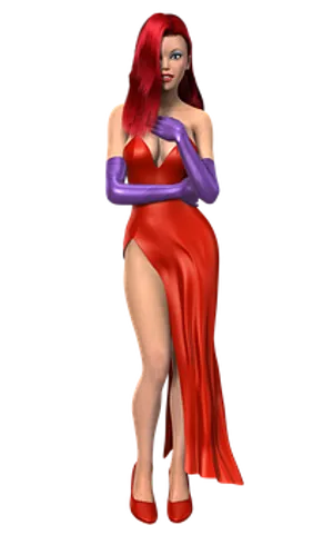 Red Haired3 D Modelin Red Dress