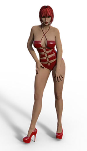 Red Haired3 D Modelin Red Outfit