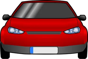 Red Hatchback Car Front View