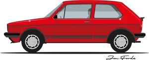 Red Hatchback Car Side View PNG image