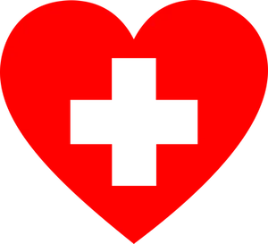 Red Heart Black Cross Graphic PNG image