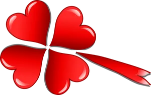 Red Heart Clover Illustration PNG image