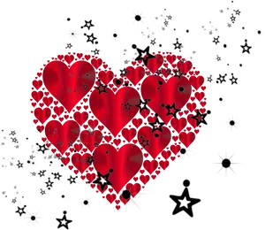 Red Heart Collageon Black Background PNG image