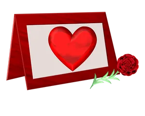 Red Heart Greeting Cardand Rose