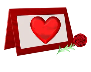 Red Heart Greeting Cardand Rose PNG image