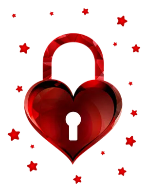 Red Heart Lock Design PNG image
