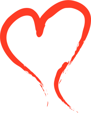 Red Heart Outline Artistic Black Background PNG