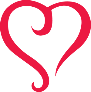Red Heart Outline Artistic Design PNG