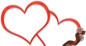Red Heart Outline Floral Accent.png PNG image