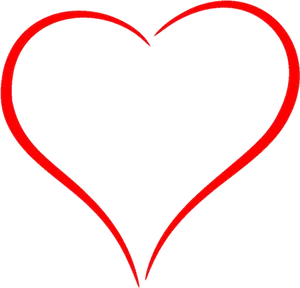Red Heart Outlineon Black Background