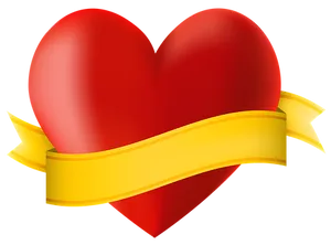Red Heart Yellow Banner Graphic