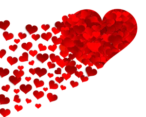 Red Hearts Cascadeon Black Background PNG image
