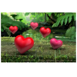 Red Hearts In Nature Scene Png Aat86 PNG image