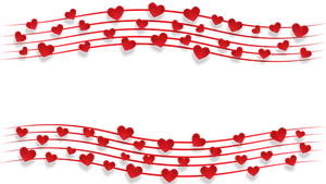 Red Hearts Musical Waveson Black Background