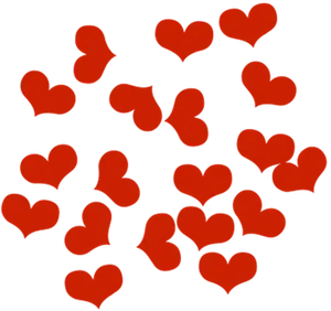 Red Hearts Pattern Black Background PNG image