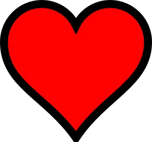 Red Heartwith Black Outline PNG
