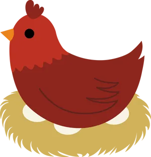 Red Hen Nestingon Eggs PNG image