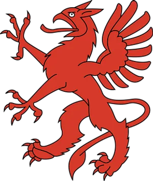 Red_ Heraldic_ Griffin_ Silhouette
