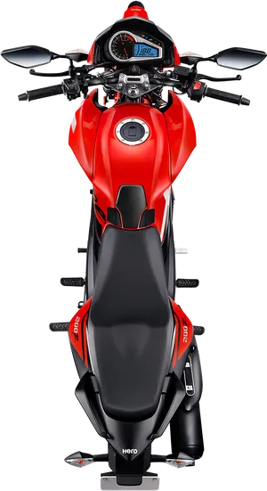 Red Hero Motorcycle Top View PNG image