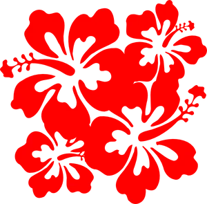 Red Hibiscus Silhouette Pattern PNG image