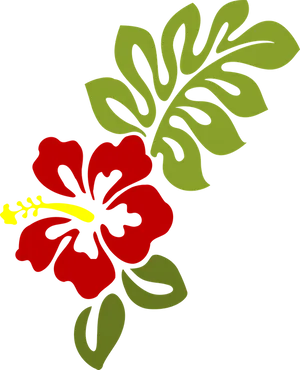 Red Hibiscus Vector Illustration PNG image