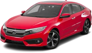 Red Honda Civic Sedan Side View PNG image