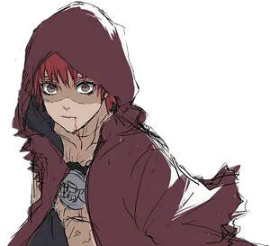 Red Hooded Anime Character Sasori PNG image