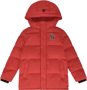 Red Hooded Winter Jacket PNG image