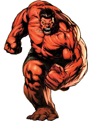 Red Hulk Rampage Illustration PNG