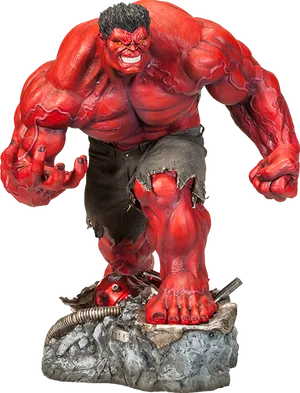 Red Hulk Statue Figure PNG